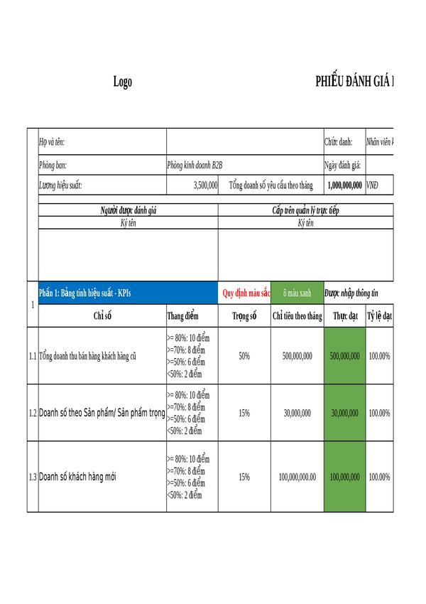 KPI - Nhân viên kinh doanh B2B