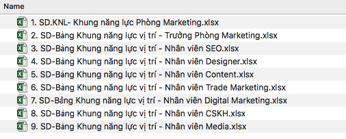 Phần 5: Khung năng lực - Phòng Digital Marketing